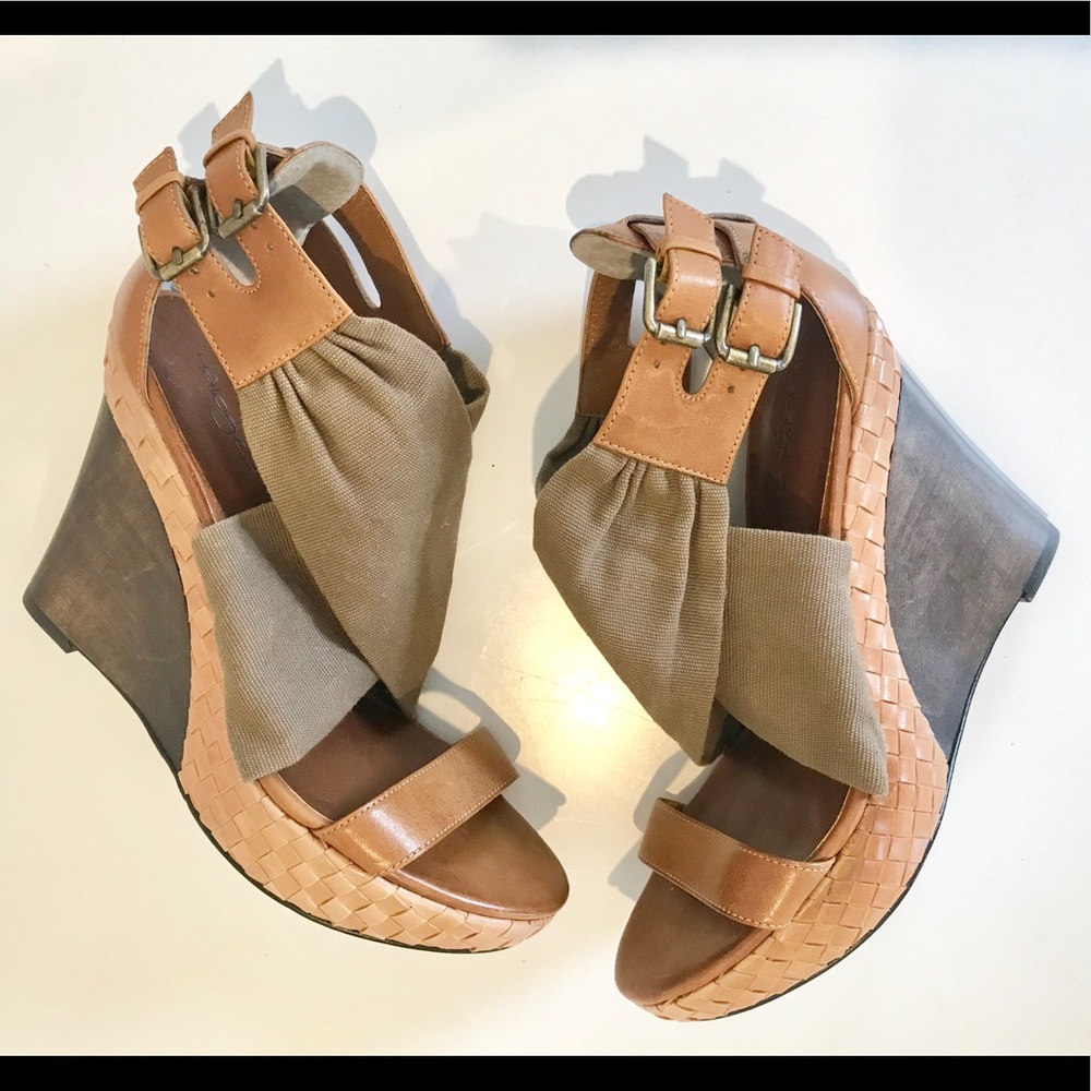 Nordstrom’s Halogen wooden/woven wedge heel